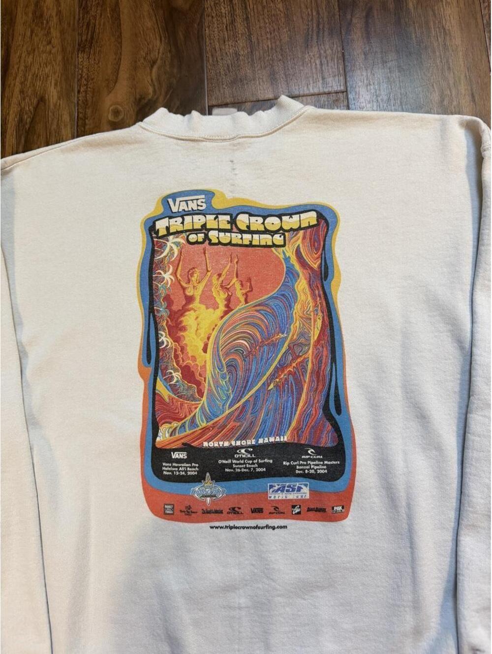 Vintage Y2K Vans Triple Crown Of Surfing 2004 Thrashed Sweatshirt Size Large